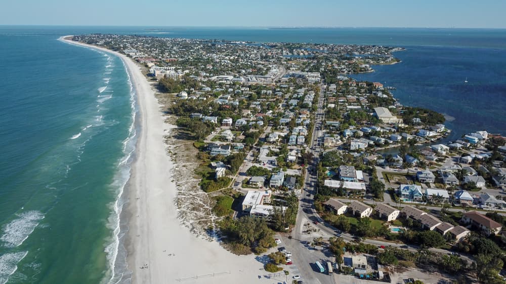 Aerial shot of Sarasota beach