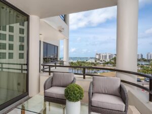 A balcony with AI generated furniture
